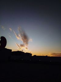 Silhouette buildings against sky at sunset