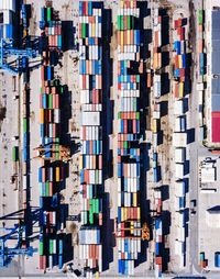Multi colored freight transportation at harbor