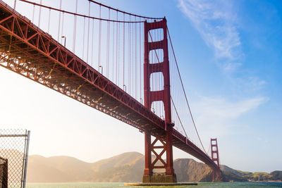 Low angle view of suspension bridge