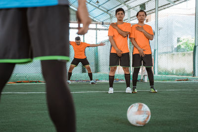 Soccer players on field