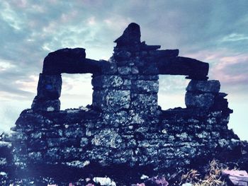 Low angle view of old ruin building
