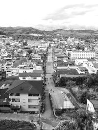 High angle view of townscape against sky