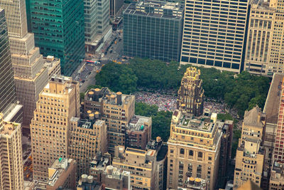 High angle view of buildings in city