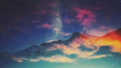 Low angle view of star field against star field