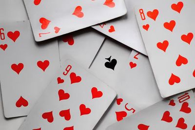 Close-up of playing cards on table