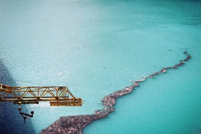 High angle view of swimming pool against sea