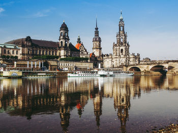 Reflection of buildings in city