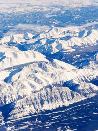 Aerial view of snowcapped mountains