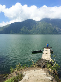 Scenic view of lake against sky