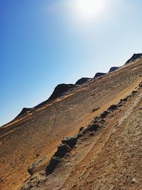 Low angle view of mountain against clear sky