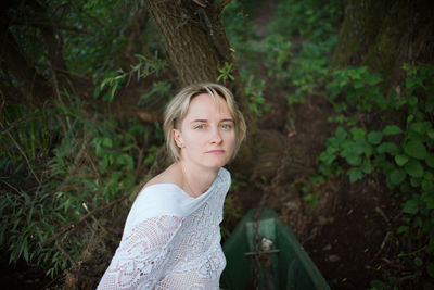 Portrait of girl in forest