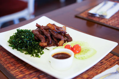 Close-up of meal served in plate