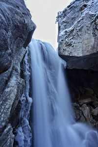 Low angle view of waterfall