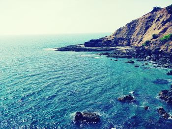 Scenic view of sea against clear sky