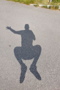 Shadow of man on road