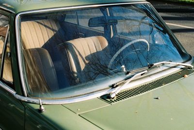 High angle view of old car