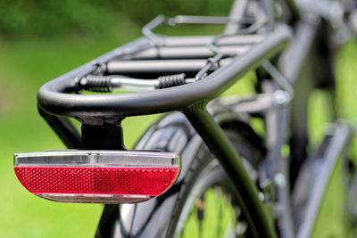 Close-up of bicycle in park