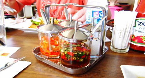 Close-up of food on table