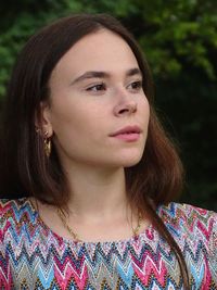 Close-up portrait of a beautiful young woman