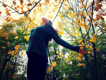 People standing on tree