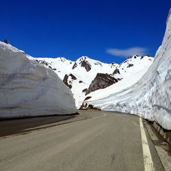 Scenic view of snow covered mountains against sky