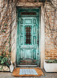 Closed door of old building