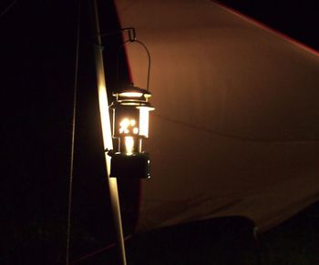 Low angle view of illuminated lamp post