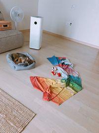 High angle view of food on table at home