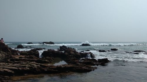 Scenic view of sea against clear sky