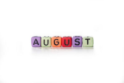 Close-up of toy car on white background