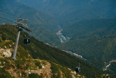 High angle view of overhead cable car