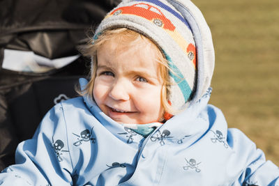 Cute boy in warm clothing