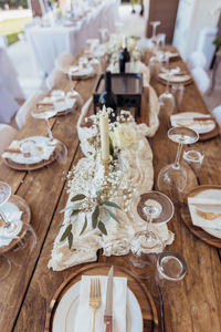 High angle view of food on table