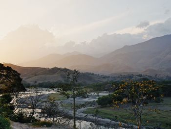 Scenic view of mountains against sky