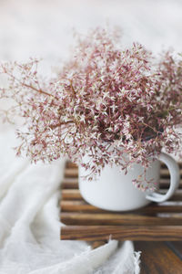 Close-up of flowers on table