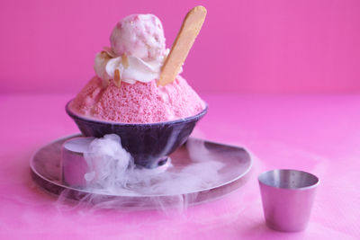 Close-up of ice cream in bowl