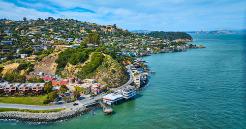 High angle view of sea against sky