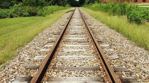 High angle view of railroad tracks