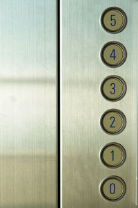 Close-up of elevator buttons