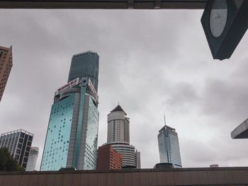 Low angle view of skyscrapers against sky