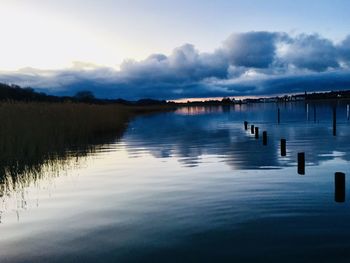 Scenic view of lake against sky