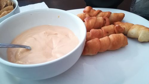 Close-up of noodles in bowl