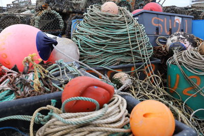 Heap of fishing equipment