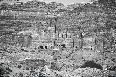 Panoramic shot of historic building on mountain