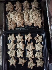 High angle view of breakfast on tray