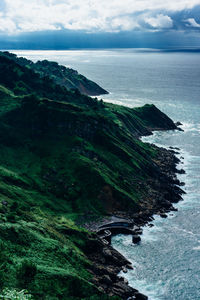 High angle view of beach against sky