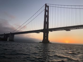 View of suspension bridge over sea