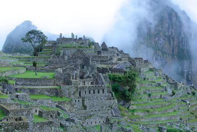 Low angle view of old ruin against sky