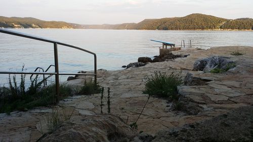 High angle view of beach against sky