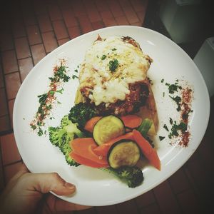 High angle view of meal served in plate